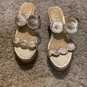 EUC Jack Rogers wedge sandal gold and cork size9.5 worn once perfect condition